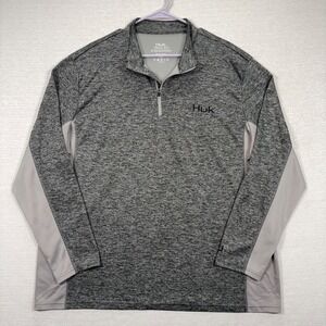 HUK Icon X Coldfront 1/4 Zip Mens XXL Gray Heather Pullover